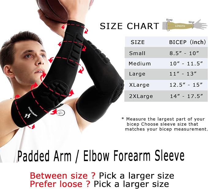 2PCS Padded Elbow Forearm Sleeves Compression Arm Protective Support