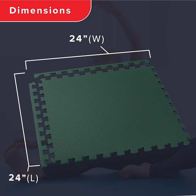 We Sell Mats 1/2 Inch Thickness Multipurpose EVA Foam Floor Tiles, Interlocking Floor Mat for Indoor Gym and Home Use, 24 in x 24 in, Hunter Green, 100 Square Feet (25 Tiles)