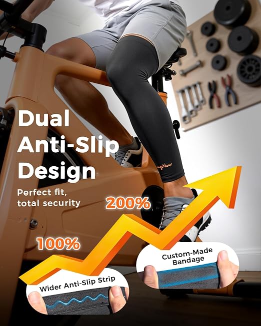 Copper Leg Compression Sleeve Ultra Breathable Full Leg Compression Sleeve | for Pain Relief,Arthritis,Muscle Recovery,Swelling,Inflammation,Leg Sleeve for Thigh,Calf,Knee,Men & Women(Black, X-Large)