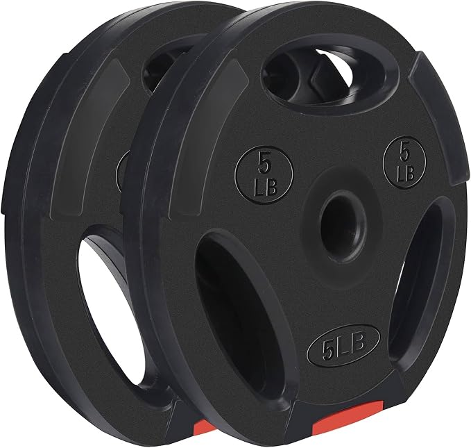 Signature Fitness Vinyl Standard Plate Weight Plate for Strength Training and Weightlifting, Multiple Sizes