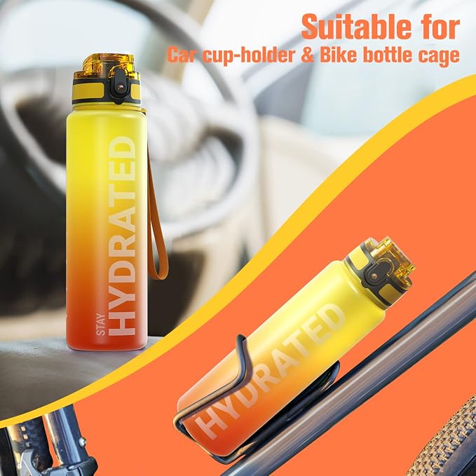 Sahara Sailor Water Bottle 25oz, Tritan Sports Bottle with Time Marker | Bpa Free, Leakproof Wide Mouth With Fast Flow Lid And Cleaning Brush, For Gym School Office Travel, 1 Count