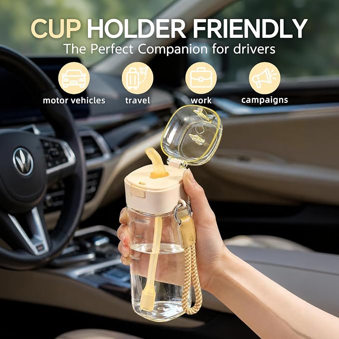 PPSU Water Bottle with Silicone Straw, 17oz Leak Proof Water Bottles | Sports Bottle, One-Touch Lid, Anti-Choking Design, Easy Sip Drinking, Portable Bottle for Gym, Hiking, Travel & Daily Use