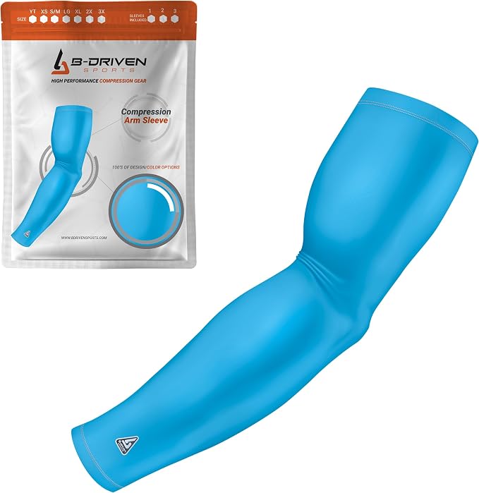 Pro-Fit Compression Arm Sleeve for Men, Women & Youth, Volleyball Baseball Basketball Weightlifting - Single