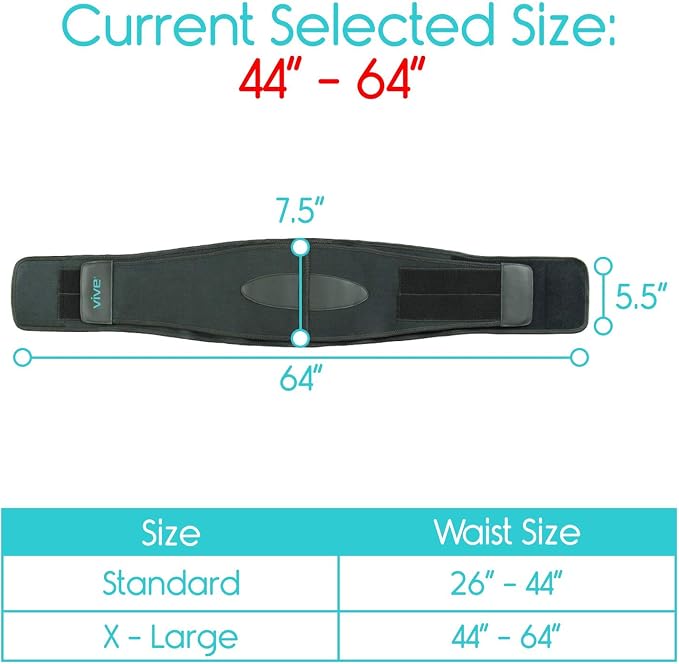 Vive Lower Back Support Brace for Men & Women - Dual Adjustable Lumbar Belt for Heavy Lifting, Herniated Disc, Sciatica, Scoliosis, & Thoracic Pain Relief - Compression Posture Device for Work or Home | For Heavy Lifting, Herniated Disc, Sciatica, Scol...