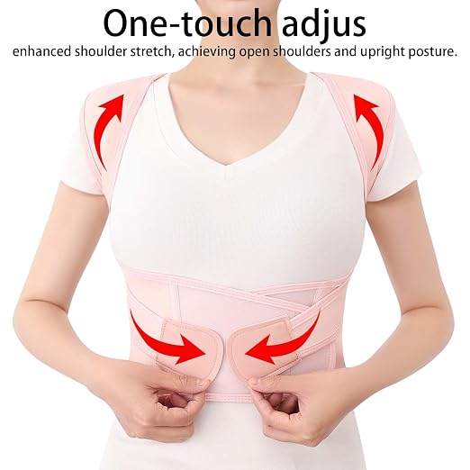 Back Brace Posture Corrector for Women and Men Full Support for Posture Correction & Scoliosis Hunchback Corrector de Postura para Hombre y Mujer Upper Thoracic Back Straightener Pink, Large