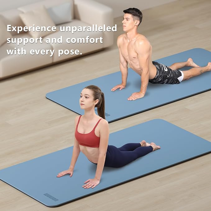 Wide Yoga Mat-80cm Extra Thick 1/3'' Fitness Exercise Mat Carry Strap