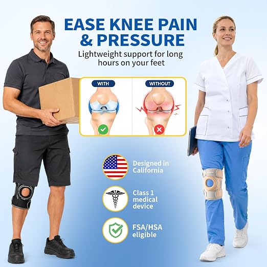 CAMBIVO Knee Brace with Stabilizers, Gel Pad & Open Patella for Men & Women | Open Patella Stabilizer for Arthritis, Meniscus & ACL MCL Relief. Adjustable Compression for Running & Sports Recovery