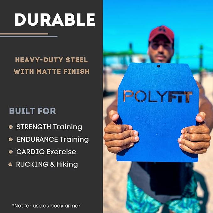 Polyfit Weight Vest Plates - Weighted Plates for Strength Training Vests | Sold in pairs, 4/6/9/14/19 lb options, steel construction, fits Polyfit vests, rucking backpacks and most weighted vests