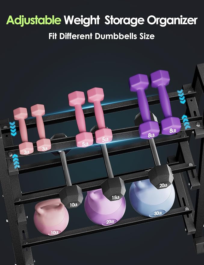 Leteuke 3 Tier Dumbbell Rack Stand Only, 1300LBS Heavy Duty | Trapezoidal Frame for Stability, Space-Saving Design; Fits Dumbbells, Kettlebells, Barbells for Home Gym