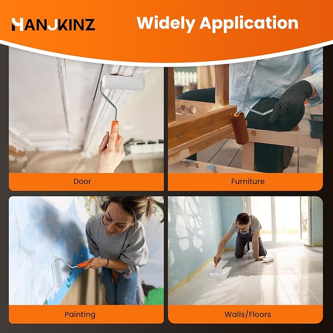 Foam Paint Roller, 4 Inch, 24 Pack, Mini Paint Roller Covers | High Density Foam, Small Paint Rollers for All Flat Surfaces, Suitable for Wall, Kitchen Cabinets, Doors, Tables