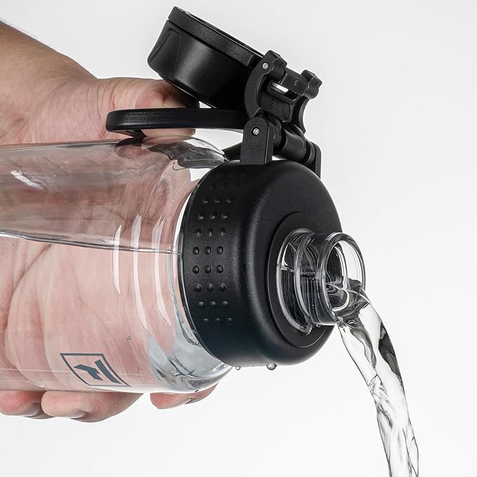 Fanhaw 32 oz Clear BPA-Free Tritan Water Bottle with Fast-Flow Spout Lid (6 Pack), BPA-Free & Leak-Proof Wide-Mouth Reusable Bottle for Gym, School & Office, Back to School Essentials (Clear&Black)