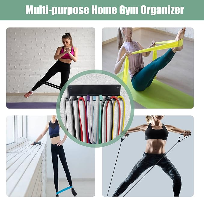 Multi-Purpose Storage Rack for Resistance Bands, Straps, Jump Ropes, Foam Rollers, Chains, Weight Belts, Tools - Heavy Duty, Fitness Bands Rack