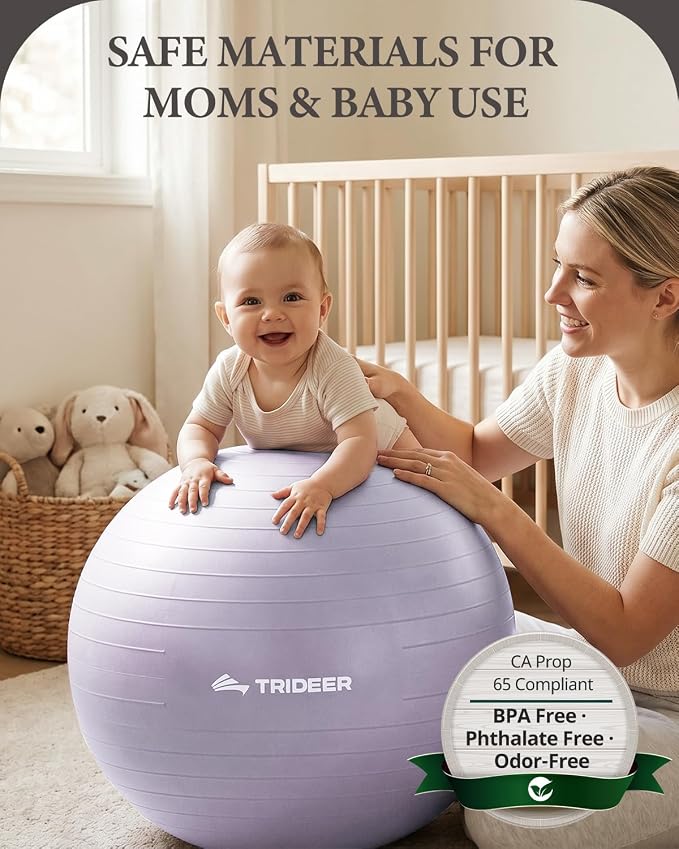 Trideer Exercise Ball, Stability Yoga Ball for Physical Therapy, Active Sitting, Pregnancy & Birth Labor Prep, Core Strength, Balance Training, Posture Improvement and Daily Stretching, 55/65/75cm