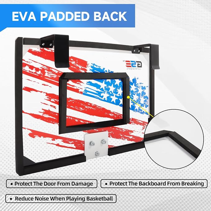 GSE Over-The-Door Basketball Hoop with Basketball & Pump, for Home & Office | Wall-Mounted Basketball Hoop Complete Accessories, Clear Impact-Resistant PC Backboard, PVC Basketball, Several Style Choice