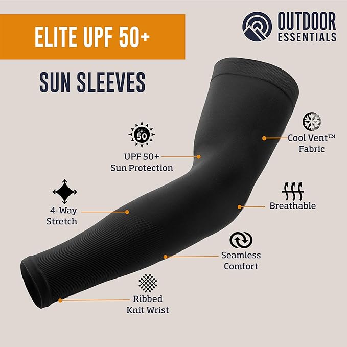 OutdoorEssentials UV Sun Sleeves for Men & Women, Cooling Arm Sleeves UPF 50+ | Golf, Tattoo Cover Up, Sun Protection