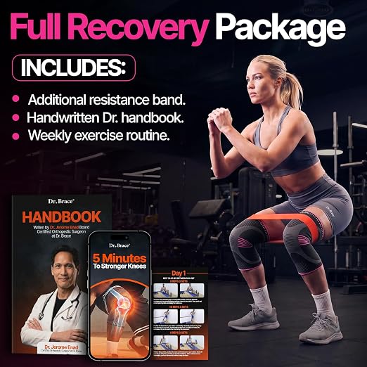 DR. BRACE Elite Compression Knee Brace for Women & Men, (2-Pack) Knee Support Compression Sleeve, Workout Sports Knee Braces for Meniscus Tear, ACL & Arthritis Pain Relief - Check Size Guide Video (Orion, XX-Large)