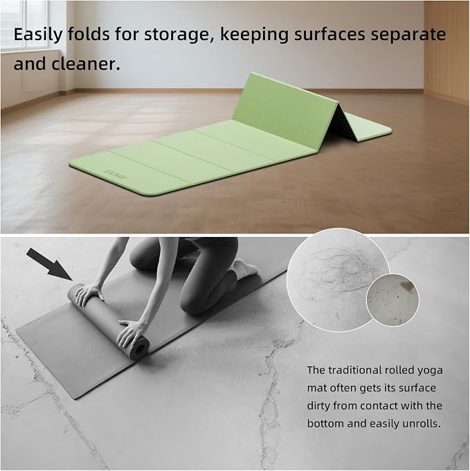 LVME Foldable Yoga Mat, 71"x24"x1/3" Thick(8mm), Non Slip Exercise Mat | SGS Certified POE, Fitness Travel Mat, Easy To Store, Foldable for Exercise, Yoga, Pilates, Home Workouts