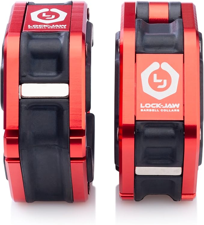 Lock-Jaw Flex Barbell Collars Olympic Barbell Clamps w/Magnet 2 Pcs – Heavy Duty Bar Clamps for 2” & 50mm Olympic Bars – Secure Weight Bar Clamps for Strength Training & Home Gym Accessories
