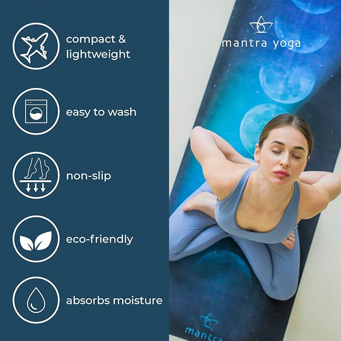 Mantra Yoga Travel PRO 1.5mm with Knee Pad - Foldable Fitness & Exercise Mat with Bag | Lightweight, Compact & Eco-Friendly | Non-Slip & Washable | For All Types of Yoga | 72" L x 24" W | 2.6 lbs