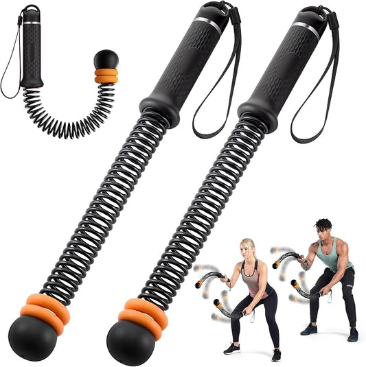 2 PCS Upgrade Weighted Ropeless Battle Ropes, Adjustable Resistance and Portable Ropeless Battle Ropes with Non Slip Handle,for Home Gym, HIIT, Strength and and Low-Impact Aerobic Training