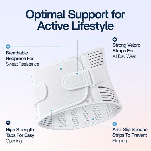benoo Back Brace Belt, Men & Women Lower Back Pain Relief (Medium 33-37.9") | Sciatica Lumbar Support Belt, Adjustable Back Support Brace for Work & Daily Use, All-Day Comfort & Heavy-Duty Compression