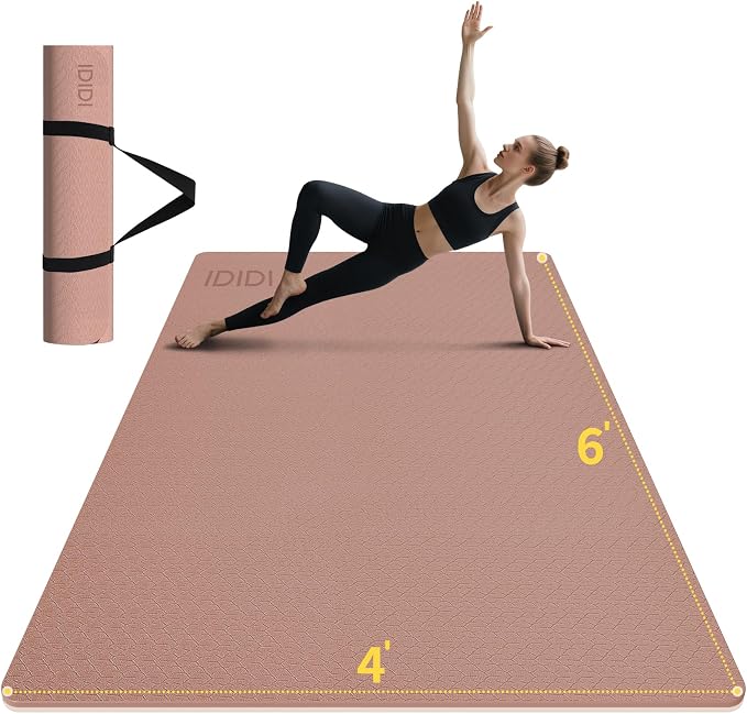 8mm & 10mm Thick Large Yoga Mat (6'x 4') - Extra Long and Wide Workout Mat for Men and Women, Non-Slip POE Fitness Mat, Eco-Friendly Exercise Mat for Home Workouts, Ideal for Yoga and Pilates