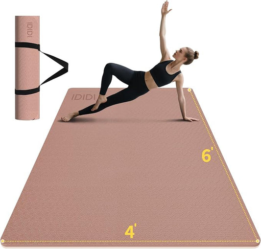 8mm & 10mm Thick Large Yoga Mat (6'x 4') - Extra Long and Wide Workout Mat for Men and Women, Non-Slip POE Fitness Mat, Eco-Friendly Exercise Mat for Home Workouts, Ideal for Yoga and Pilates