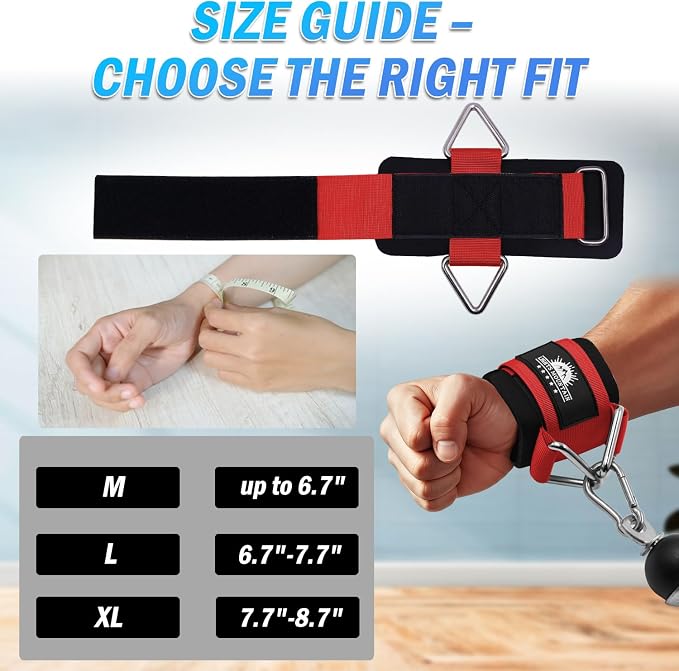 Wrist Cuffs for Cable Machines – Padded & Adjustable Straps for Lateral Raises, Tricep Pushdowns & Strength Training