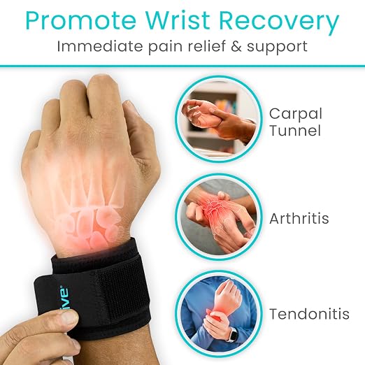 Vive Wrist Support Wrap (2 Pack) - Band for Tennis, Working Out, Golf | Sports - Adjustable Compression Strap for Tendonitis, Carpal Tunnel & Arthritis - Men & Women Protector Guards