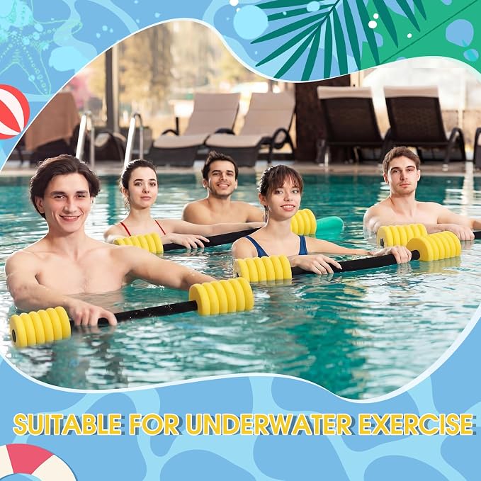 Soulchen Long Aquatic Exercise Dumbbells Pool Exercise Foam Water Weights Dumbbell Aquatic Pool Barbells with High Density EVA Foam for Swim Water Aerobics Workouts Loss