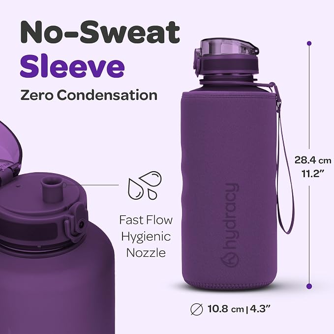 Hydracy 2L Large Water Bottle, 100% BPA Free Tritan Plastic, Leakproof, Zero Condensation, Motivational Timeline, Safe, Non-Toxic, Durable, Smart Design | BPA-Free Tritan, Leakproof Flip-Top Lid,No-Sweat Sleeve,Carry Strap,Daily Intake Tracking for Gym...