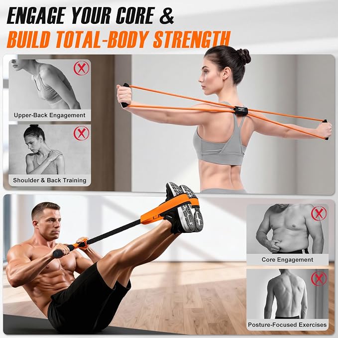 Upgraded Durable Pedal Resistance Band with Handle and Figure 8 Resistance Band Set, Stretch Bands for Exercise, Full Body Workout Equipment for Core Abs Waist Arms Back Stretching Training