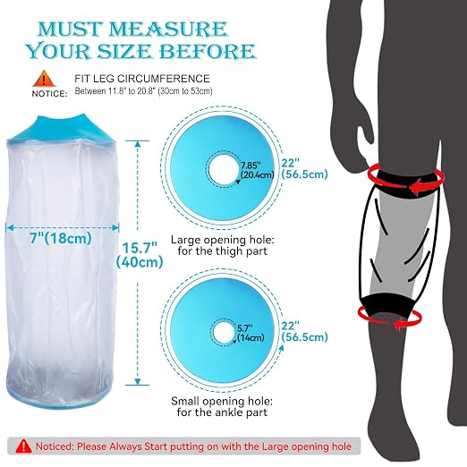 Asunby Knee Cover For Showering, Waterproof Knee Surgery Shower Protector, Soft & Reusable Shower Sleeve for Knee Adult and Youth,Wound,Burns Watertight Protection
