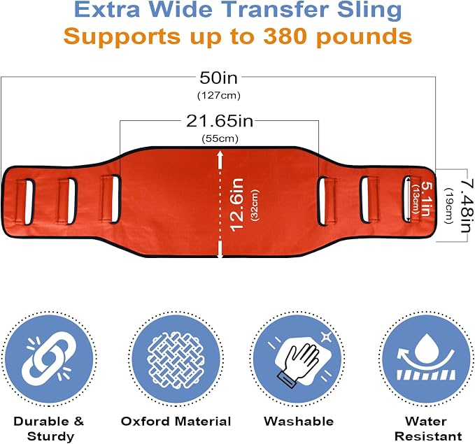 Transfer Belt Transfer Sling Padded Gait Belts with Seniors Patient Lift | Heavy Duty Gait Belt,Mobility Standing and Lifting Aid for Disabled,Elderly,Injured-Safely Move from Bed and Wheelchair