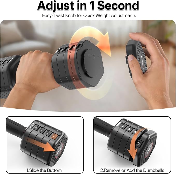 JOROTO 5-in-1 Adjustable Dumbbell Set, 8LB/11LB Pair Adjustable Weights for Women at Home, 1s-Adjust Dual Locking Stable Hand Weights with TPE Soft Handle, Home Gym, Rehab, Pilates, Yoga, Strength Training