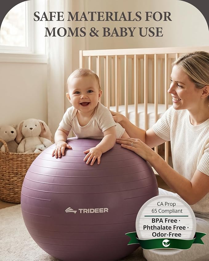 Trideer Exercise Ball, Stability Yoga Ball for Physical Therapy, Active Sitting, Pregnancy & Birth Labor Prep, Core Strength, Balance Training, Posture Improvement and Daily Stretching, 55/65/75cm