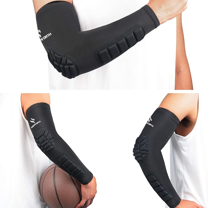 2PCS Padded Elbow Forearm Sleeves Compression Arm Protective Support