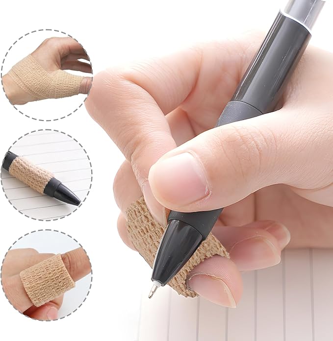 OK TAPE Self Adherent Cohesive Bandages Wrap 24Packs 1" x 5 Yards | Non-Woven Self Adhesive Bandage Wrap for Thumb, Finger, Wrist, Ankle, Vet Wrap Bandages Tape (Beige)