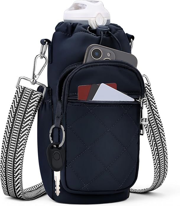 Water Bottle Carrier Bag with Strap, Insulated Corssbody Purse