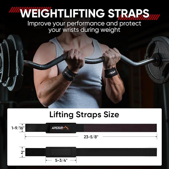 Weight Lifting Straps for Weightlifting, Lifting Wrist Straps Gym, Deadlift Strap, Anti Slip Silicone Weightlifting Strap Men Women Powerlifting, Strength Training