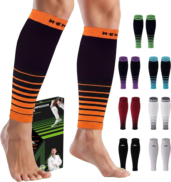 NEWZILL Compression Calf Sleeves (20-30mmHg) for Men & Women Perfect Option to Compression Socks for Running Travel Nursing