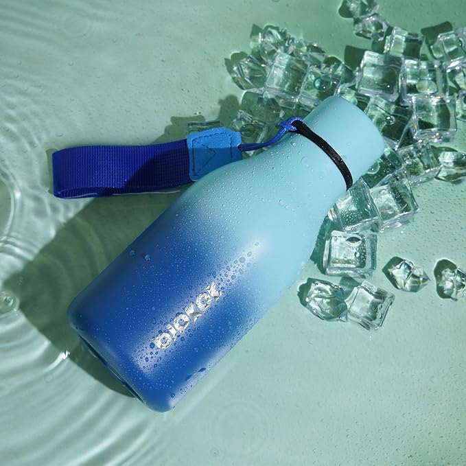 BJPKPK 12oz Insulated Water Bottle, Stainless Steel Bottle with Carry Strap | Keep Cold & Hot Vacuum Insulation, Leak-Proof BPA-Free Design, Slim Bottle Fits Most Cup Holders for Gym, Office & Travel