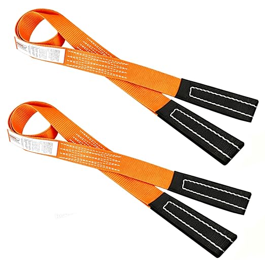 XSTRAP STANDARD 2PK 1"x6.5ft Lifting Sling Straps 2000 lb Vertical Capacity | 1600 lbs Choker / 4000 lbs Basket Capacity, 5:1 Safety Factor Polyester Web Slings for Rigging, Hoist, Tree Stump Removal
