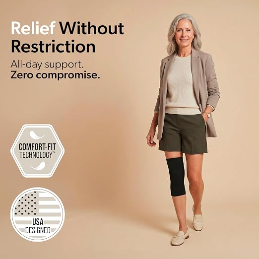 BraceAbility Knee Compression Sleeve for Women and Men - ComfortEase Knee Pain Brace Support for Arthritis, Swelling, Joint Stiffness, Recovery, All-Day Comfort and Relief (S - Black)