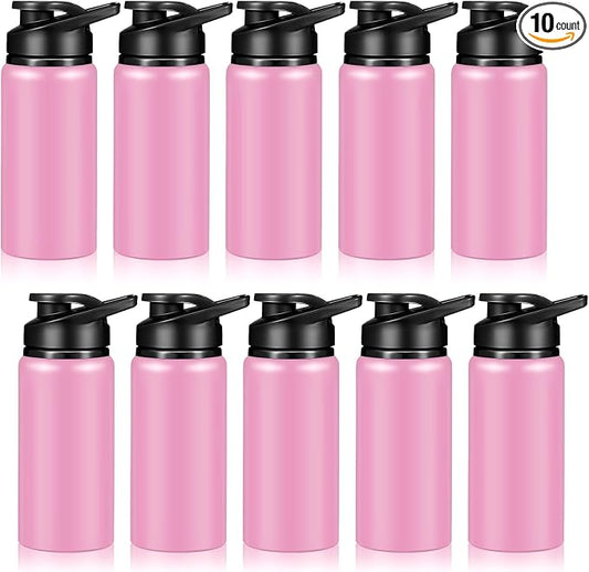 Mimorou 10 Pack Aluminum Water Bottles Bulk 17oz Reusable Leak-Proof Lightweight Sport Bottles Set for Travel Gym Team Camping & Party Favors, 10 Colors