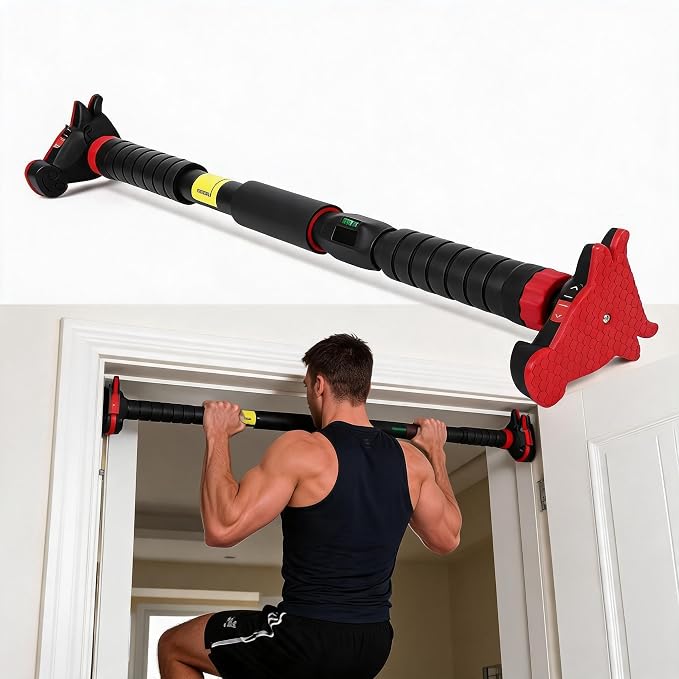 Garvee Pull Up Bar for Doorway,Adjustable Chin Up Bar for with Level Meter | 440 LBS Max Load,No Screws Needed