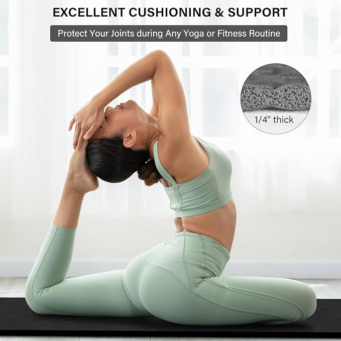 Extra Large Yoga Mat - 84"x30"x6mm (1/4 inch), Non-Slip, Durable, Eco-Friendly, Thick Wide Exercise Mat for Home Workouts, Yoga, Pilates, Stretching, Meditation (Barefoot Exercise)