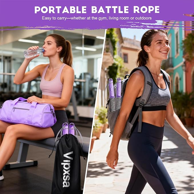 Adjustable Weights Cordless Battle Ropes,Portable Ropeless Battle Ropes for Home Gym with Storage Bag, Weighted Exercise Equipment for Low-Impact Workout, Strength & HIIT, for Men & Women