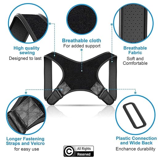 Adjustable Posture Corrector Brace for Men Universal Fit Upper Back, Shoulder & Clavicle Support, Helps Improve Posture & Relieve Neck, Shoulder & Back Pain (Patented Design)