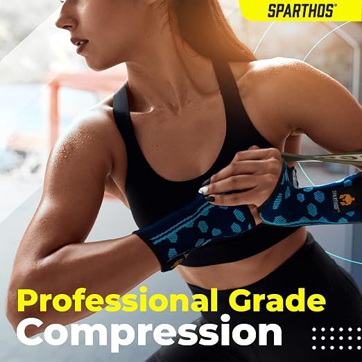 Sparthos Wrist Compression Sleeves (Pair), Carpal Tunnel Brace - Beige-SM